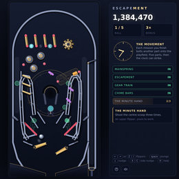 Escapement — a pinball machine that builds a clock