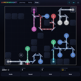 Lumenwright — a laser puzzle about bending light into colour